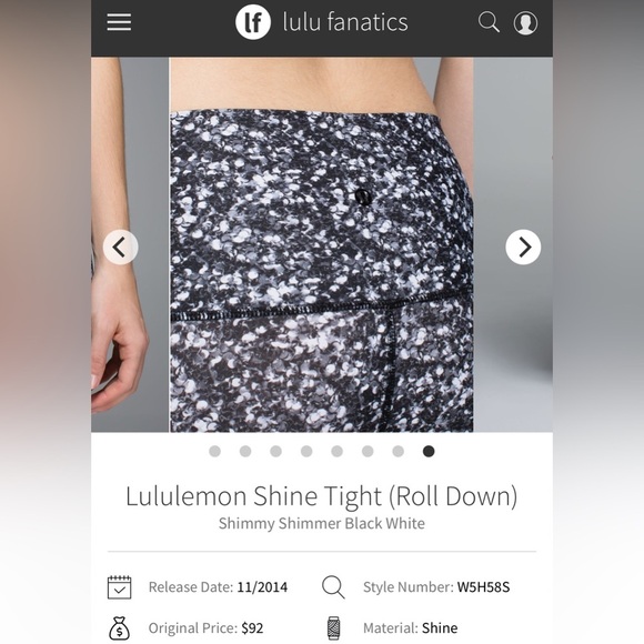 Lululemon Shine Tight Roll Down in Shimmy Shimmer Black White Women’s Size 6 - Picture 6 of 10
